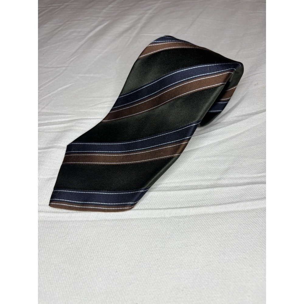 Kiton Napoli Green, Blue, & Brown Diagonal Striped Neck Tie 100% Silk Italy Made